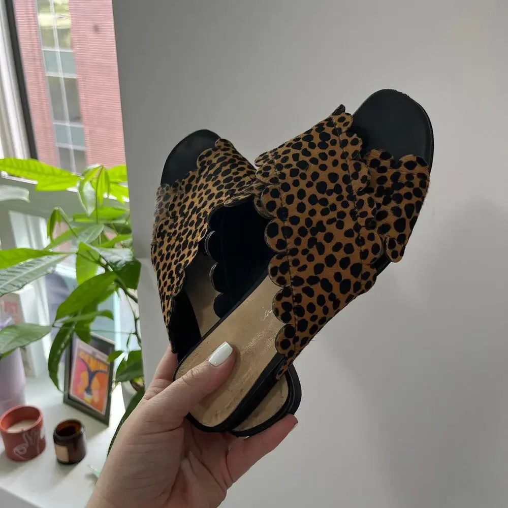Isa Tapia Calf Hair Animal Print Sandals Size 7